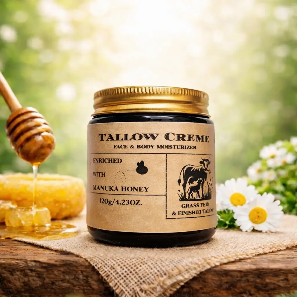 Nourrir Essentials- Tallow Crème Face & Body Moisturizer Enriched with Manuka Honey & Beef Tallow 120g/4.23oz