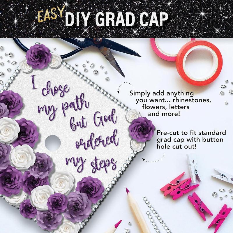 Glitter Heavyweight Construction Paper for Grad Caps, 5 Sheets, DIY Grad Cap Decorations (White) Glitter Heavyweight Construction Paper for Grad Caps, 5 Sheets, DIY Grad Cap Decorations (White)