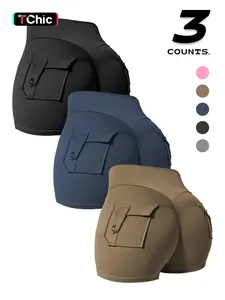 Women's High Waist Gym Shorts Set, 3-Piece Gym & Yoga Wear, Stylish Hipster Design, Perfect for Summer