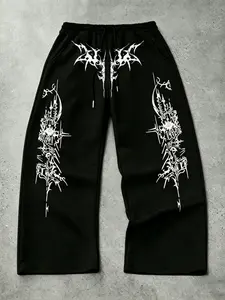 Men's Fashion Streetwear Casual Street Style Loose Fit Sweatpants with Side High-Grade Print, Comfortable Breathable Fabric for Summer Everyday Wear Casual Street Trousers