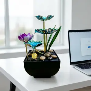 Single unit USB-powered small indoor fountain humidifier with automatic moisture addition; desktop decoration suitable for living rooms, bedrooms, offices, and interior decor; holiday decorations; relaxing craft item.