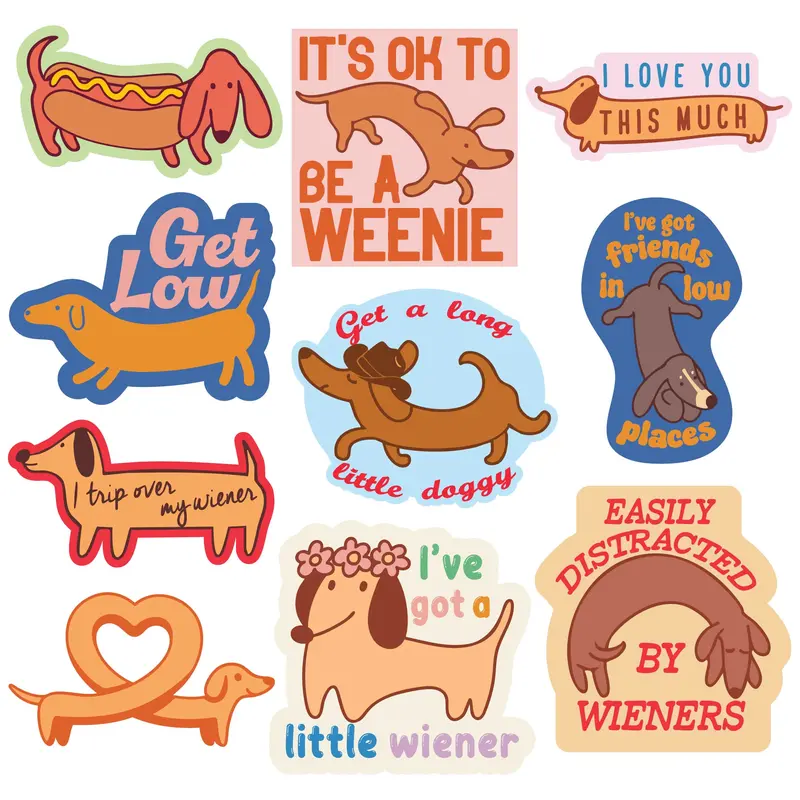 Dachshund Sticker Extra Large Stickers for Adults Funny Adhesives with Memes Funny Stickers with Colorful Graphic Decals Funny Dog  Multi