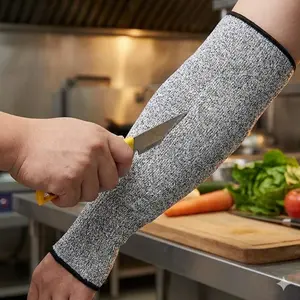 HP-PE Cut Resistant Sleeves, Level 5 Anti-Cut Anti-Stab Protective Gloves for Kitchen, Butcher, Industrial Work. Durable Safety Arm Guards with Long Cuff, Professional Defense Against Cuts and Stabs.