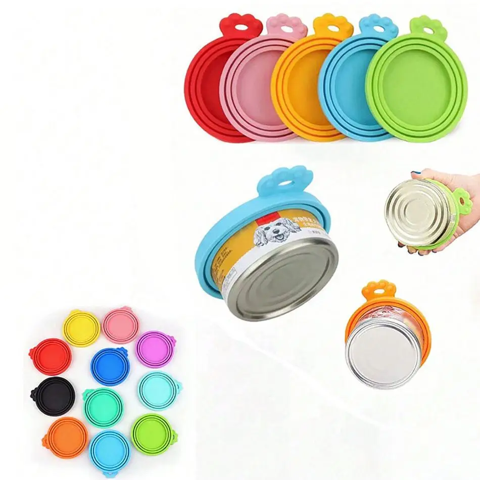 Random Color Silicone Pet Food Can Lid, 2 Counts Durable Pet Food Can Cover, Pet Food Storage Lid, Dog & Cat Accessories