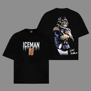 Caleb Williams 8 - Iceman 'Cold' Celly For Da Bears Cotton T-Shirt (Made In US), Bears Football Fans Outfit, Bears Fans Shirt, Gift For Football Fans, Football Graphic Tee
