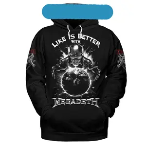 Megadeth Graphic Red Black White Hoodie Shirt For Men, Breathable Comfy Hoodie Shirt, Casual Hoodie Shirt For Men