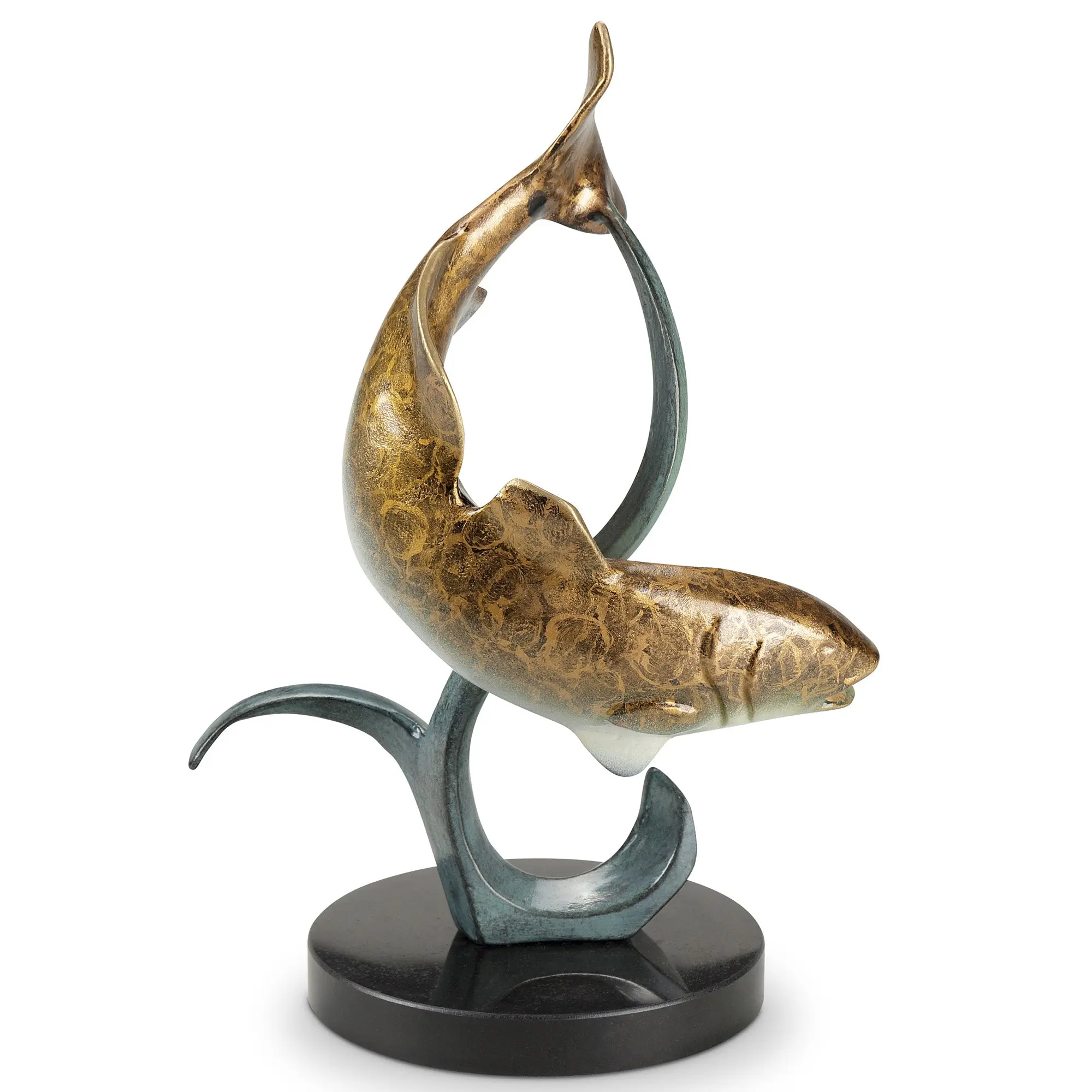 SPI Home Shallowwater Fighter Redfish Sculpture – Solid Brass Coastal Accent, 10" Tall