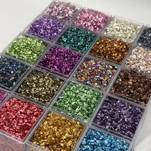 20Colors Irregular Crushed Glass Chips, 100g/3.53oz 1-4mm Premium Shiny Glass Gravel for Resin DIY Crafts, Nail Art Decoration, Jewelry Making, Home Decor and Vase Filler, No Box