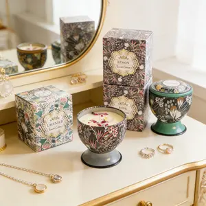 1Pc Vanilla Scented Goblet Wax Cup, Vintage Style Home Fragrance Decor for Kitchen Bedroom Bathroom, Cozy Aromatherapy Cup for Spring Summer Table Styling, Mother's Day Gift, Elegant Room Accent, Spa Ambience Decor, Decorative Centerpiece