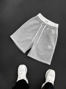 Men's Minimalist Logo Athletic Sweat Shorts - Drawstring Elastic Double Waistband, Side Pockets, Mid-Length, Comfortable Menswear Fashion Clothes for Travel, men Daily Wear fathersdaygift solid pant color fabric casual sport pant summervibes lightweight
