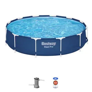 Bestway Steel Pro 12ft x 30 Inch Round Above Ground Pool Set with DuraPlus Liner