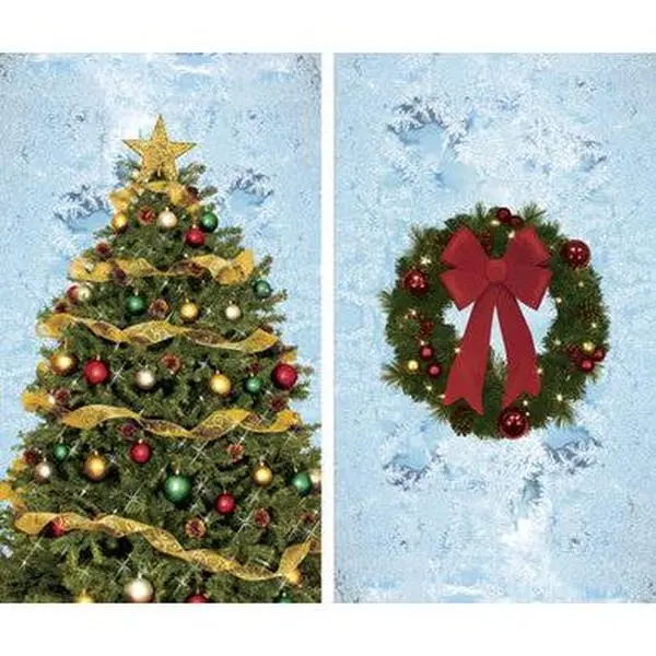 Tree and Wreath with Frosted Background Combo Decorations 34.5"x60" Backlit Poster  2 Posters