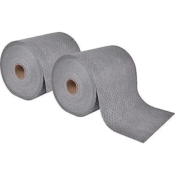 2pack Heavy Duty Oil Absorbent Pads, Oil Maintenance Mat Roll for All Purpose Super Absorbent Mat Roll, Gray, 150' L x 15" W.