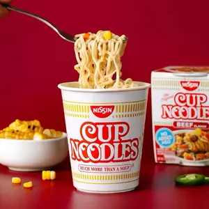 NISSIN CUP NOODLES 2oz Beef Flavor with No Added MSG - Instant Food