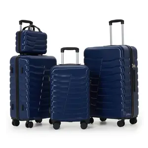 Luggage Sets PC Hardshell Durable Suitcase Sets Double Spinner Wheels TSA Lock Zippers 4 Piece Luggage Set for Women Men,Dark Blue(14/20/24/28 inch）