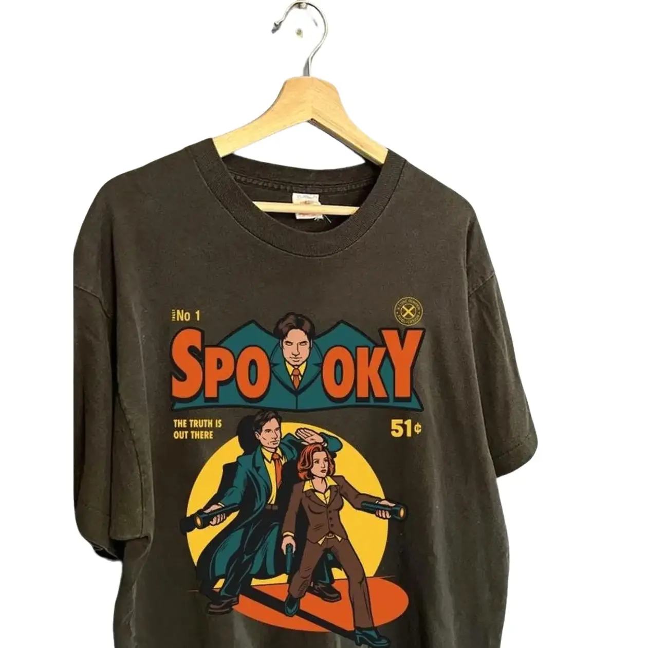 The X-files Spooky Inpsired T-Shirt, Vintage X-Files Mulder Scully Spooky Comic Book Graphic Tee 90s Cult TV Show Merch