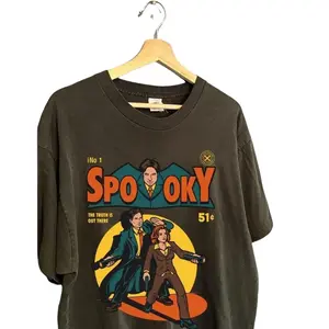 The X-files Spooky Inpsired T-Shirt, Vintage X-Files Mulder Scully Spooky Comic Book Graphic Tee 90s Cult TV Show Merch