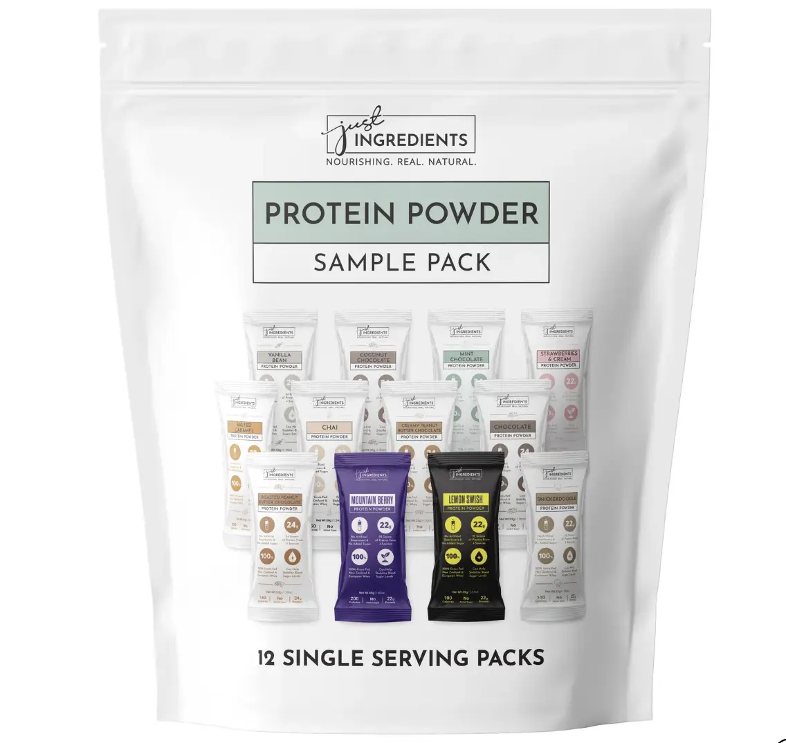 Just Ingredients Protein Powder Sample Pack - 12 Flavors