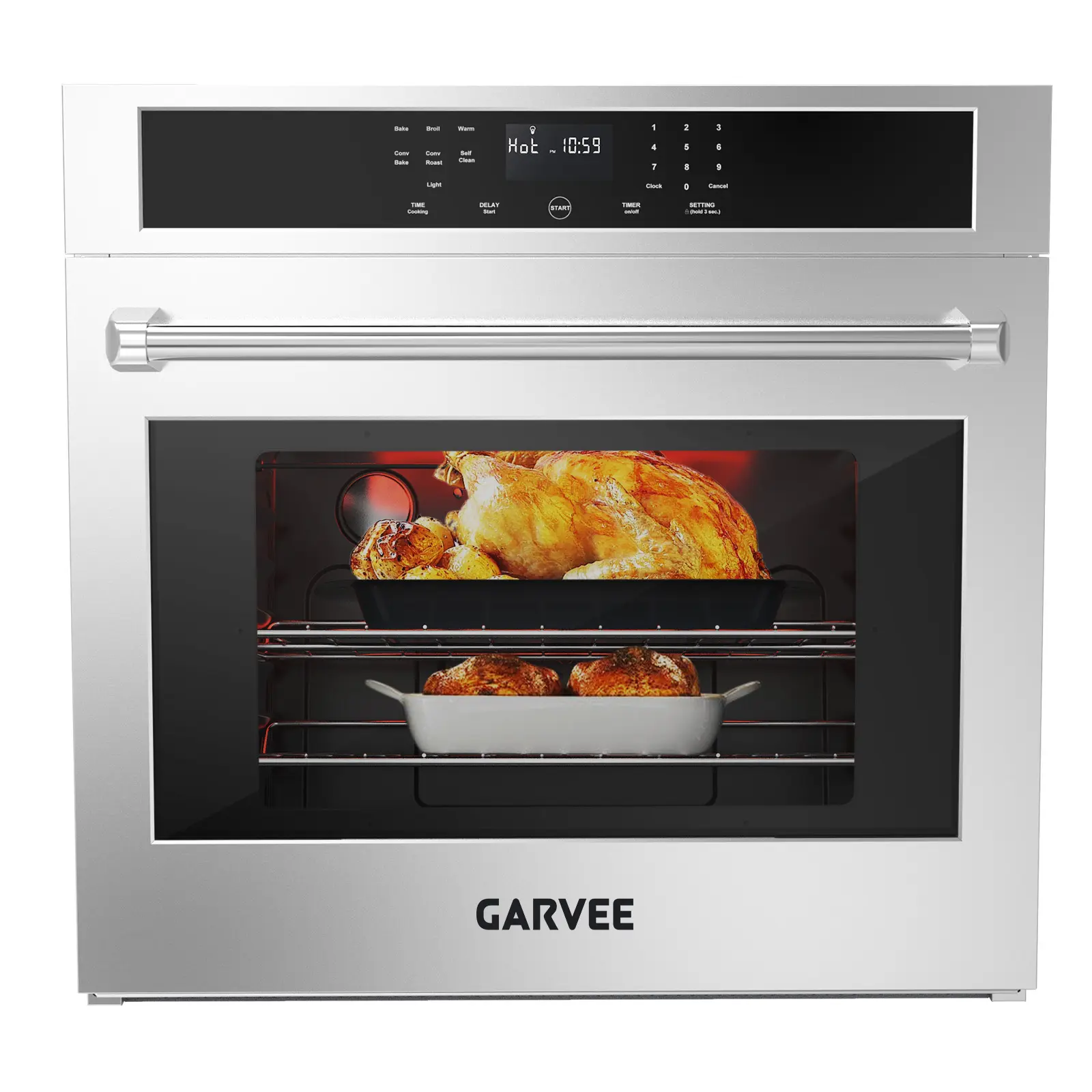 30" Built-In Electric Oven, 4.8 Cu.Ft, 3800W, Convection Bake & Roast, Self-Clean, Touch Control, Stainless Steel