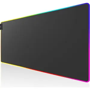 Large Gaming Mouse Pad with Stitched Edges, Superior Micro-Weave Cloth, Non-Slip Base, Water Resist Coating, 31.5 x 15.7 in, RGB Black