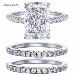 2026 exquisite 4CT D VVS1 radiation cut moissanite sterling silver ring, designed specifically for women, with prominent and propositional significance