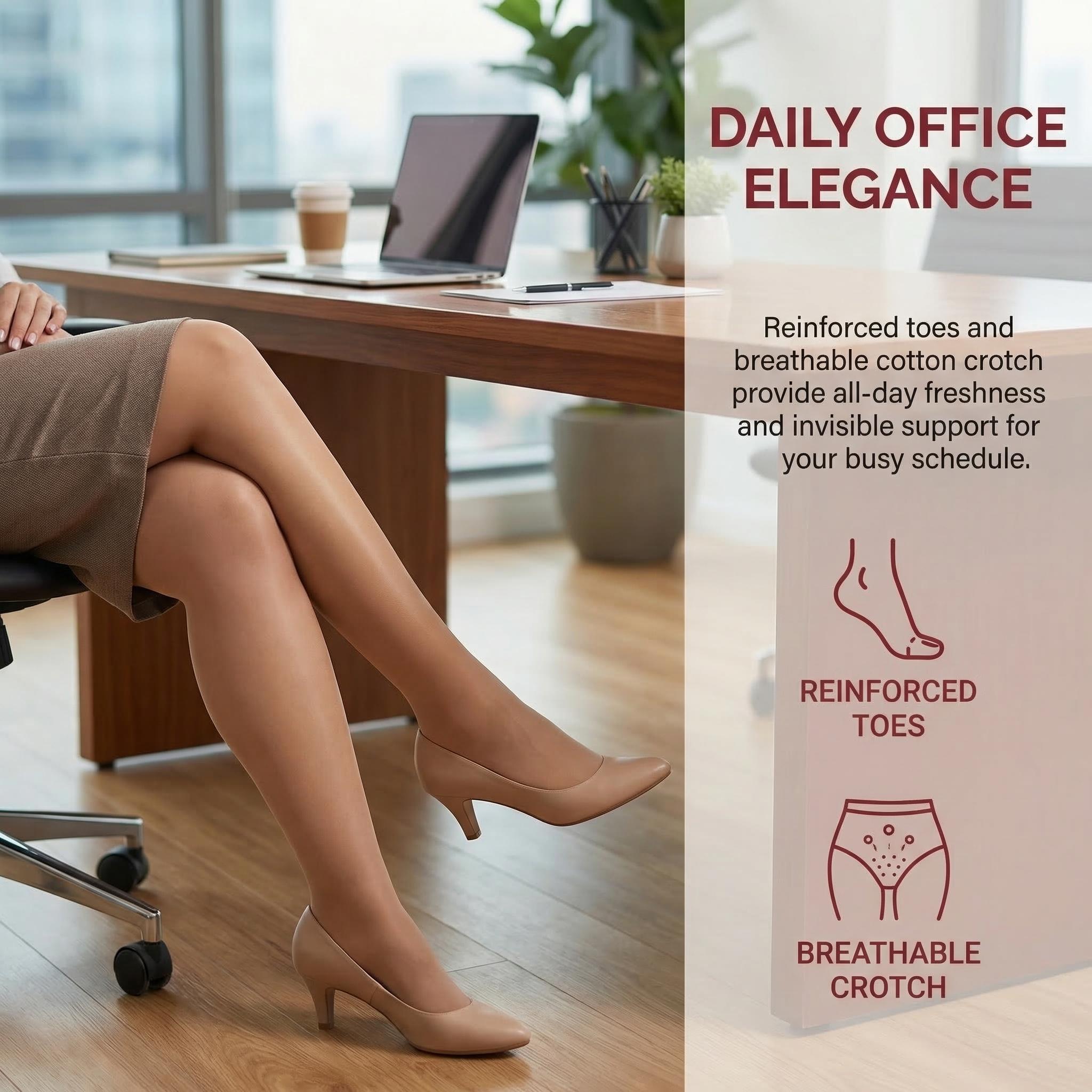 [XL-XXXXL] 4 Pairs Plus Size 20D Sheer Tights | Ultra Stretch Control Top Pantyhose | Black Nude Light Nude Stockings