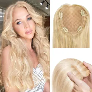Wholesale 2025 Arrived Elegant 20" Long Human Hair Toppers for Women with Hair Loss or Thin Hair - 12A No Shedding/Tangling Real Hair, Human Hair Base Medium & Large Coverage (4.2x5" & 5.2x6") Brown & Blonde Highlights Straight Hairpiece, Hair Loss Soluti