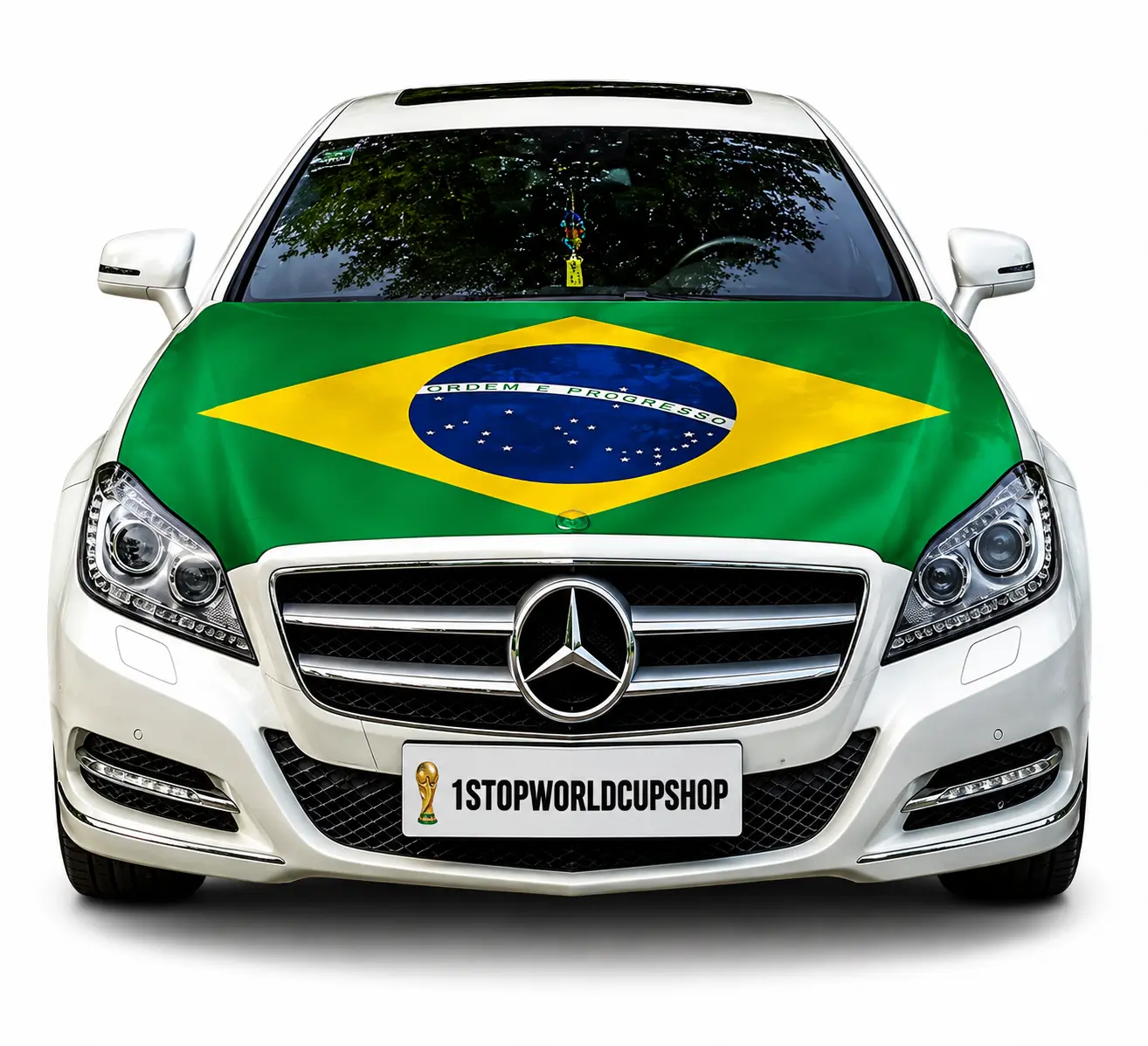 Brazil Flag Car Hood Cover for Sedans