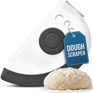 5-in-1 Dough Scraper & Flexible Bowl Scraper by , Bread Scraper with Stainless Steel Edge, Ruler &  Stripper - , Dishwasher Safe - Gray