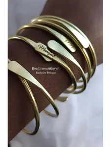 One 11:11 Manifest Engraved African Brass Bangles, Adjustable Stackable Bracelets, Gold Silver Rose Gold Raw Brass Cuff Bracelets [Made-to-Order]