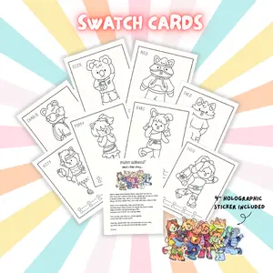 Party Animals 8-piece Coloring Swatch Cards Set Activity Papers Stickers