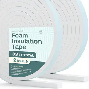 33  Weather Stripping Seal for Doors and Windows Insulation Strip Weatherproof Self Stick Seal 3/16" x 3/8" Soundproof High Density  Insulation Tape Adhesive