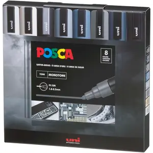 POSCA Paint Marker Set - PC-5M Monotone Set of 8