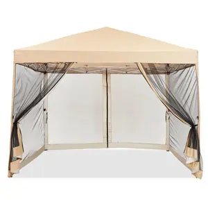 GARVEE 10x10ft Easy Pop-Up Canopy, Pop Up Commercial Pop-Up Gazebo Tent,  Waterproof Outdoor Screen Tent with Mesh Mosquito Netting Side Walls for Parties, Camping, Garden, Outdoor
