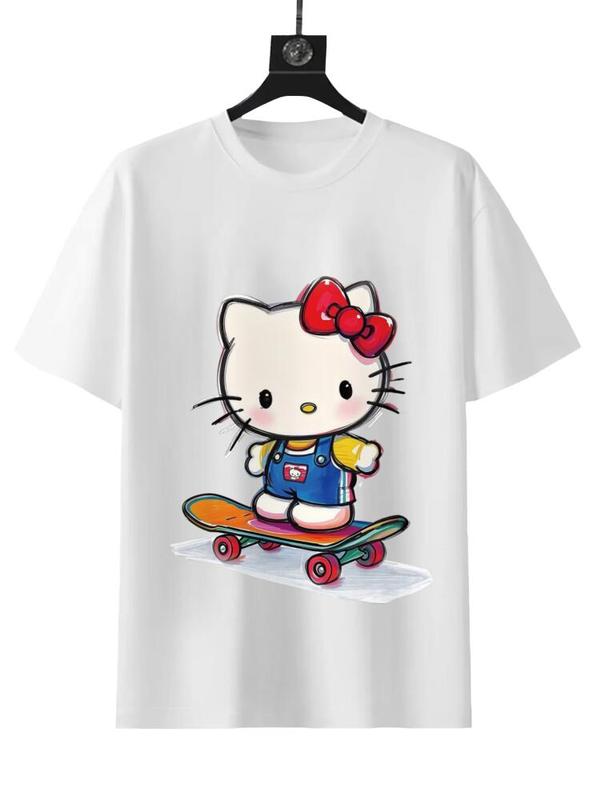 Sanrio Skateboard Hello Kitty Graffiti Tee Red T-Shirt with Cartoon Character Design for Fans of Sanrio Characters