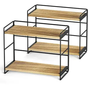 2 Pack Bathroom Counter Organizer, 2 Tier Countertop Organizers, Kitchen Counter Shelf  Rack Countertop Storage  Shelf - Carbonized Black