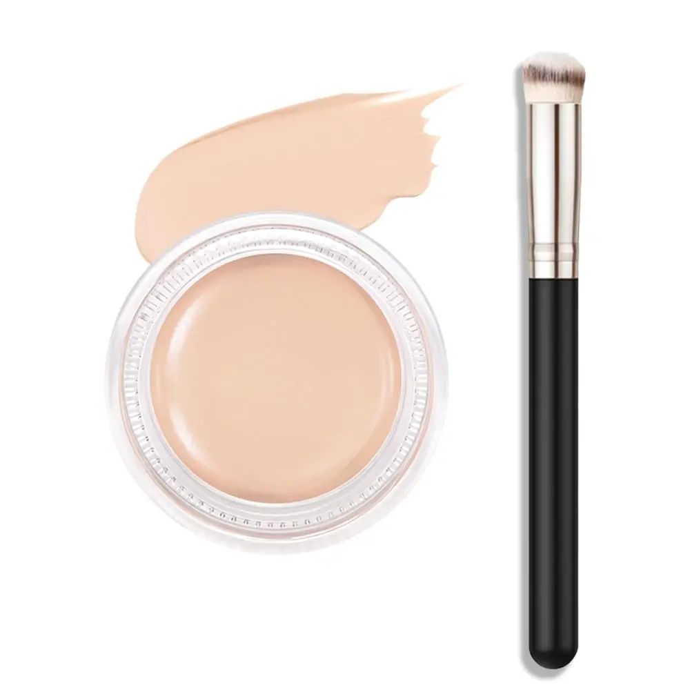 Pot Concealer Full Coverage Set, Under Eye Brightener Color Correcting Concealer for Dark Circles, Waterproof Foundation Face Makeup Brush Kit, Eye Ring Corrector de ojeras, 04 Light