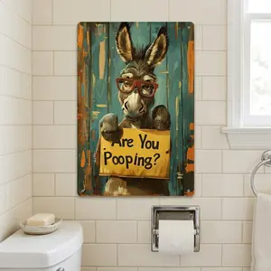 Retro Bathroom Decor Sign – Black and White Playful 'Are You Pooping?' Aluminum Wall Sign, 8 x 12 inches, Home Living Room Men's Prayer Home Decoration Indoor Home Decoration