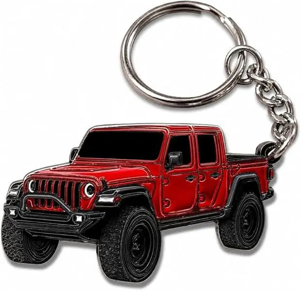 Gladiator Keychain – Red Pickup Truck Key Ring, Off-Road 4x4 Accessory, Gift for Owners & Truck Lovers