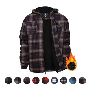 Heavy Thick Flannel Plaid Jacket Sherpa Fleece Lined Hoodies for Men Zip Up Winter Warm Coat Buffalo Zipper Sweatshirt