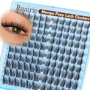 Natural Anime Style Eyelash Clusters, Thin Pointed Lashes Extension, Fox Eye Shape, C Curl DIY Eyelash Extensions, 10-14mm, Cosmetic
