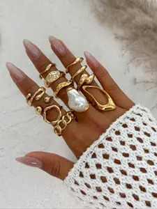 Women's Geometric Rings Set, Stacking Ring Set, Stackable Rings, Zinc Alloy Jewelry for All Seasons, Casual Style Daily & Party Wear, Elegant Gift for Women