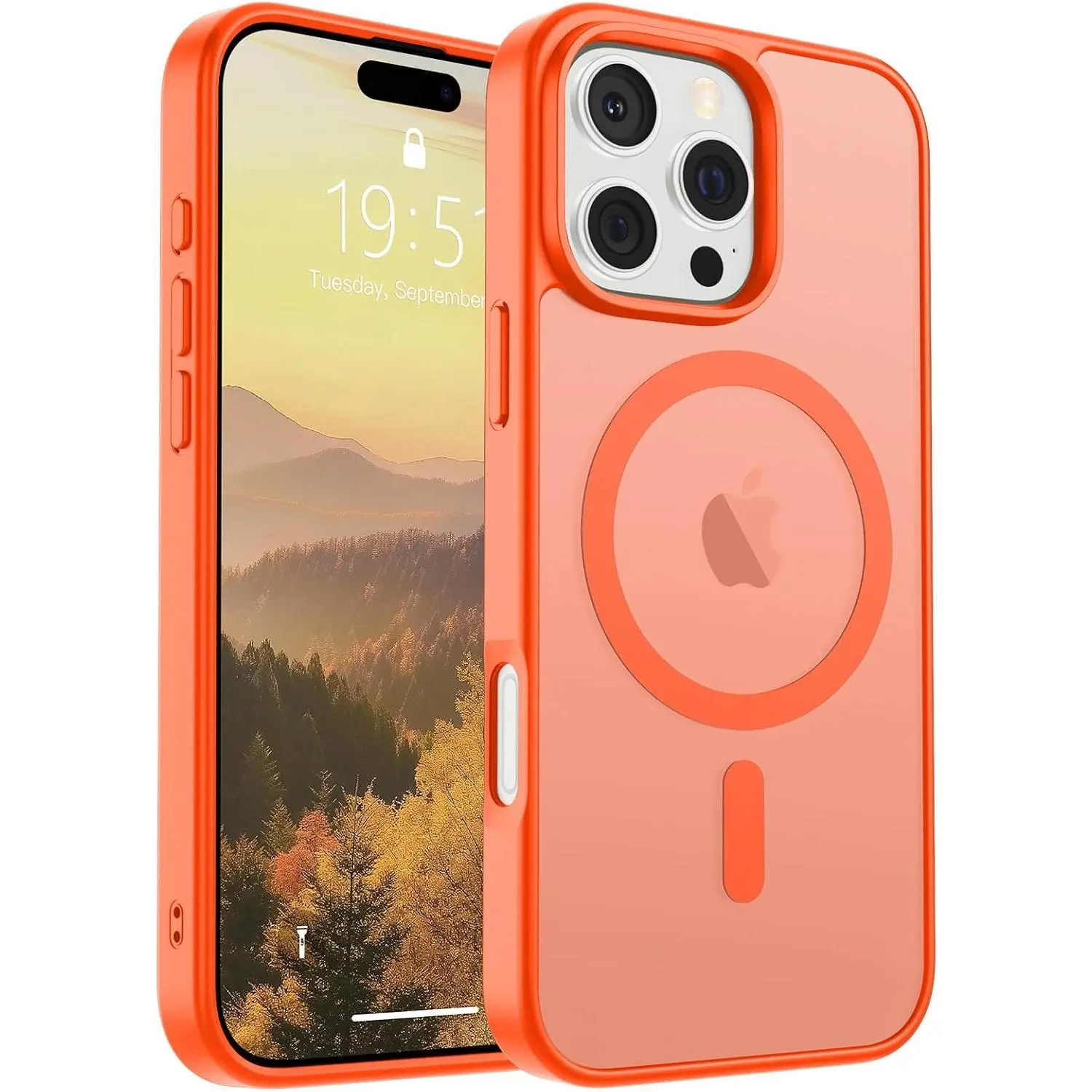 SUPFINE Magnetic for iPhone 16 Pro Case (Compatible with MagSafe) (Military Grade Drop Protection) Slim Translucent Matte Shockproof with Anti-Fingerprint Phone Case,Orange
