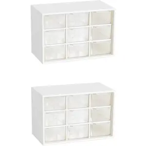 2PCS Small Drawer Organizer for Desk, Desktop Drawer Organizer with 9 Clear Drawers, Plastic Desktop Storage Drawers 7.1 Inch x 3.9 Inch x 4.7 Inch, White