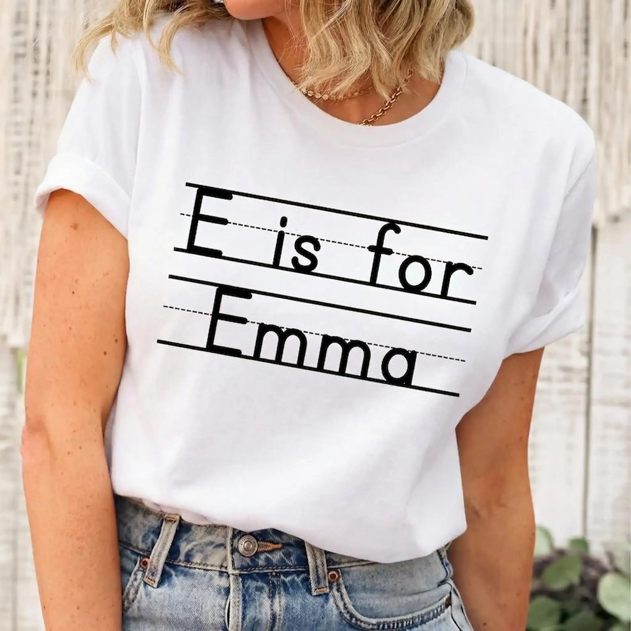 Personalized Alphabet T-Shirt with Custom Name, Unisex Streetwear Style Short Sleeve Top, 100% Soft Cotton Fabric, Shortsleeve, Casual