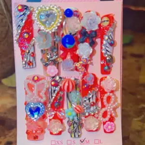 Junk Nails Size Medium - Decorative Nails with Heart, Flower, and Bow Designs - Perfect for Special Occasions