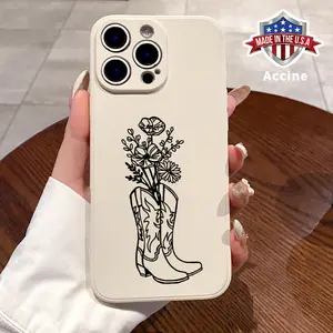 Phone Case for iPhone 15 Pro 16 16e 14 Plus 13 12 Mini 11 Promax X XS Max XR XSMax Cowboy Floral Straight Edge Lens Protective soft to touch Cellphone Cover for Boy