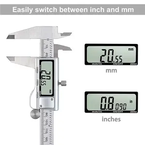 Digital Caliper Measuring Tool with Stainless Steel, Electronic Micrometer Caliper with Large LCD Screen, Auto-Off Feature, Inch and Millimeter Conversion (6 Inch/150 mm)
