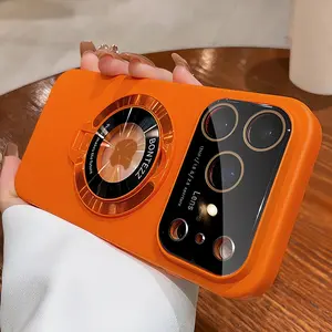 Magnetic bracket hollow out second change 17 series large window phone case suitable for iPhone 17 Air 16 15 14 13 12 11Pro Max compatible with MagSafe wireless charging with lens protection glass holiday gift protection case