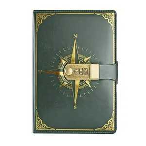 A5 Vintage Lockable Password Notebook, 100 Sheets 200 Pages, Minimalist Student Creative Diary, Privacy Protection for Personal Secrets